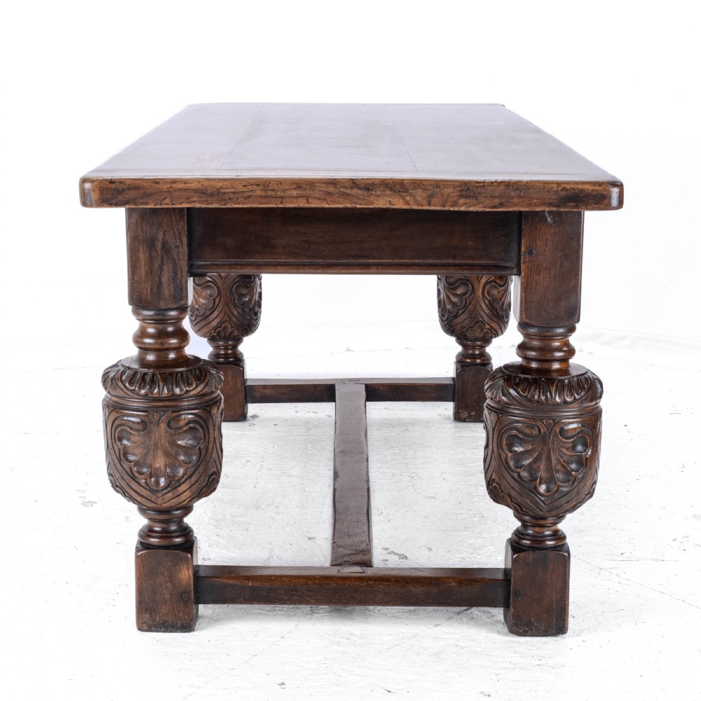 Elizabethan C.16th Revival Carved Oak Refectory Dining Table (c.19th Victorian 6ft) View XIV