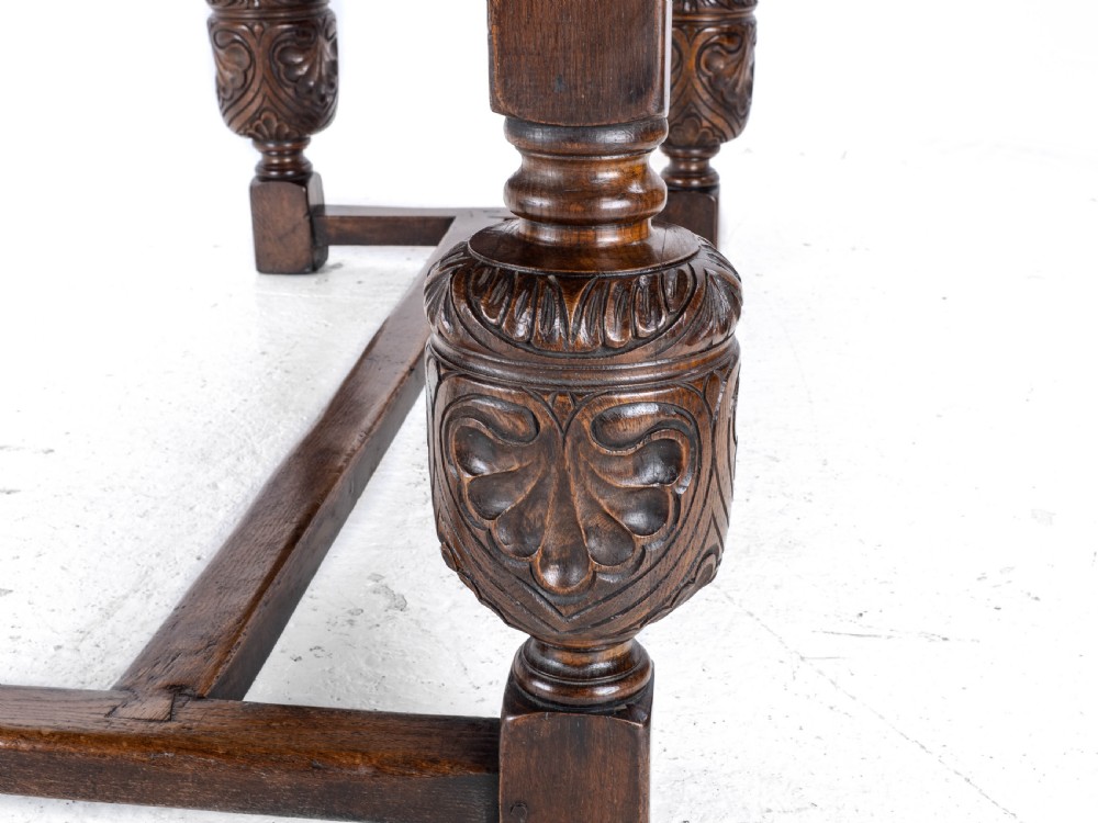 Elizabethan C.16th Revival Carved Oak Refectory Dining Table (c.19th Victorian 6ft) View XV