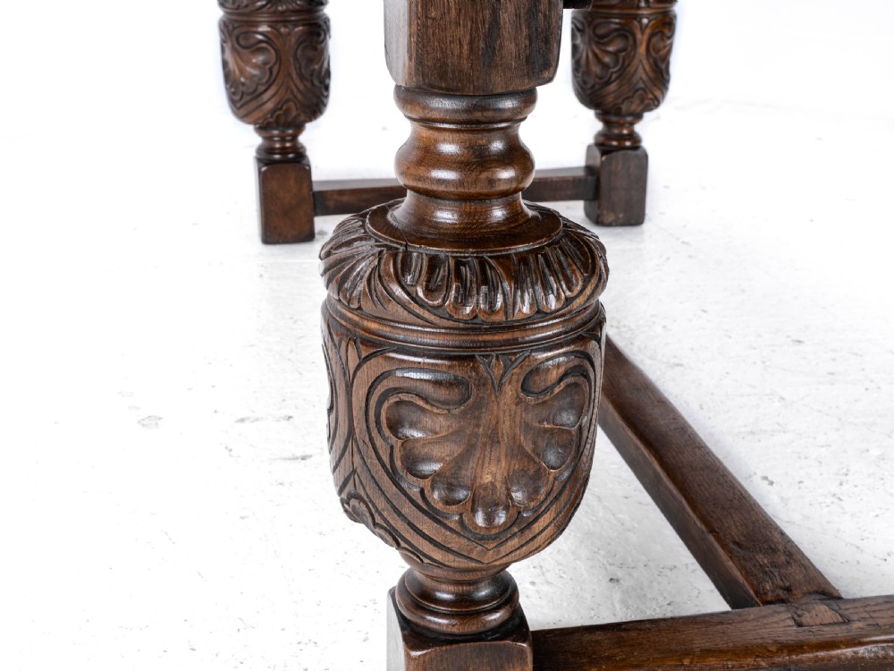 Elizabethan C.16th Revival Carved Oak Refectory Dining Table (c.19th Victorian 6ft) View XVI