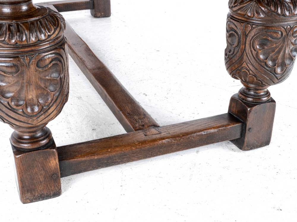 Elizabethan C.16th Revival Carved Oak Refectory Dining Table (c.19th Victorian 6ft) View XVII