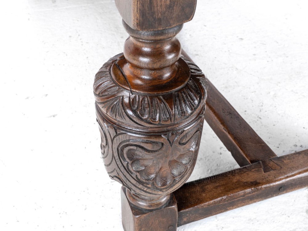 Elizabethan C.16th Revival Carved Oak Refectory Dining Table (c.19th Victorian 6ft) View XVIII