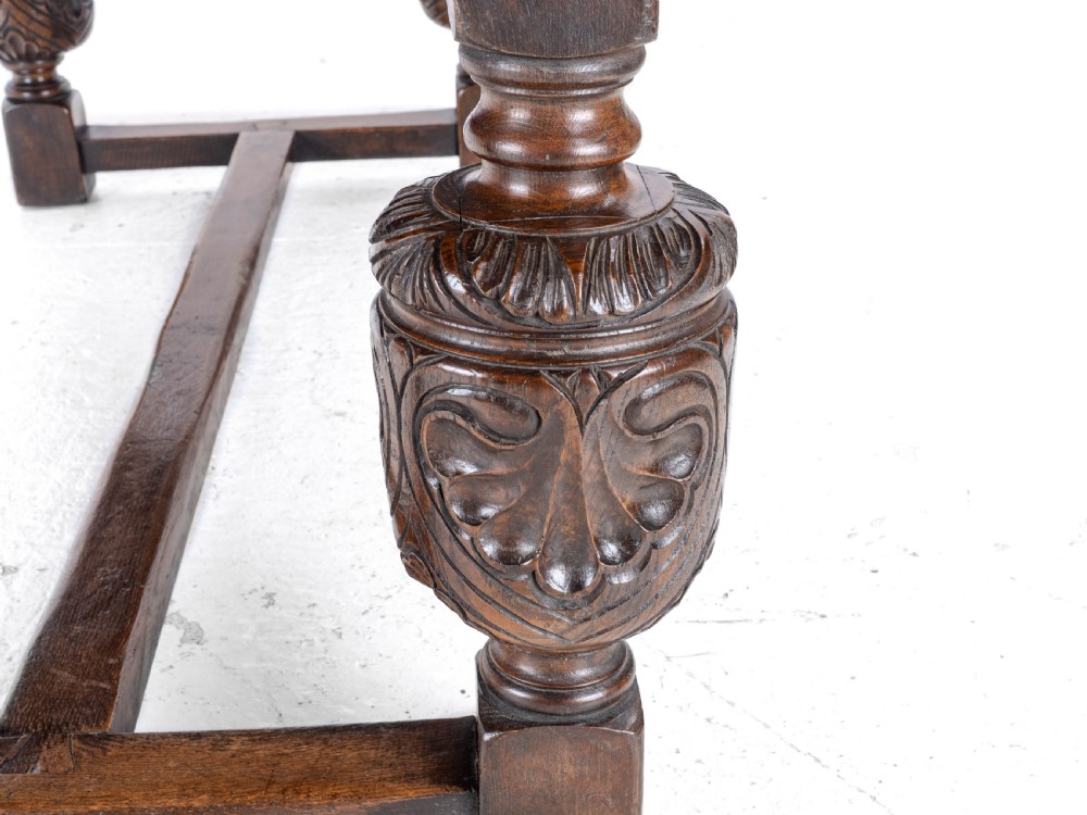 Elizabethan C.16th Revival Carved Oak Refectory Dining Table (c.19th Victorian 6ft) View XIX