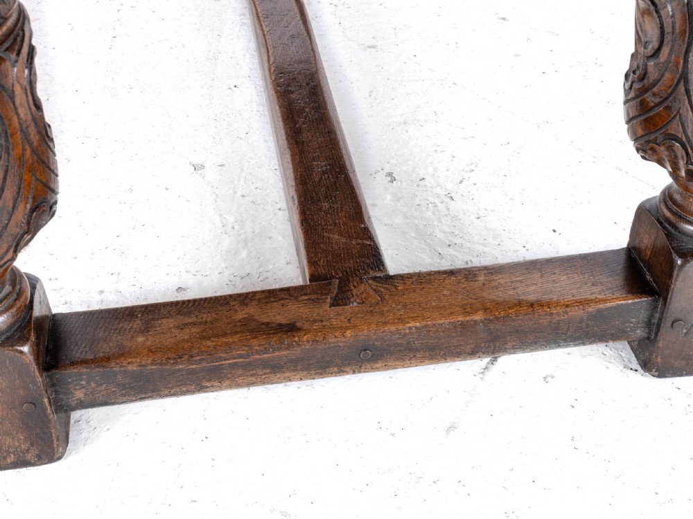 Elizabethan C.16th Revival Carved Oak Refectory Dining Table (c.19th Victorian 6ft) View XX
