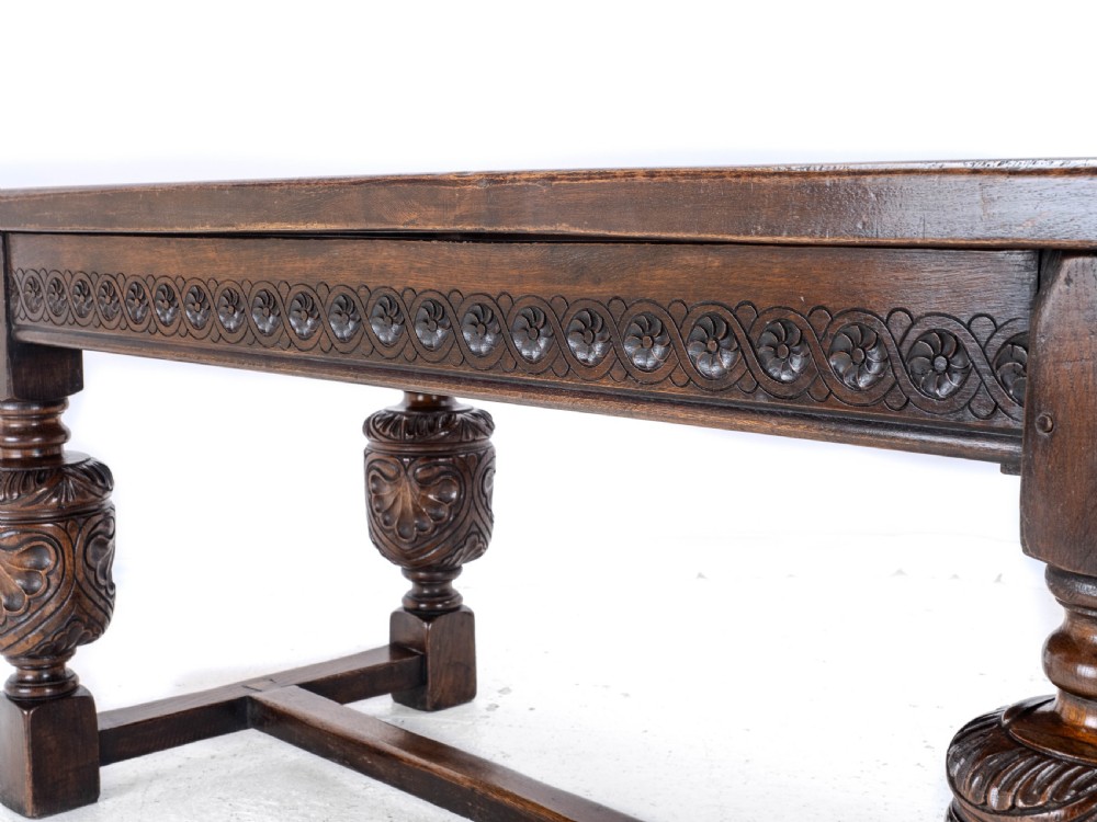 Elizabethan C.16th Revival Carved Oak Refectory Dining Table (c.19th Victorian 6ft) View XXI