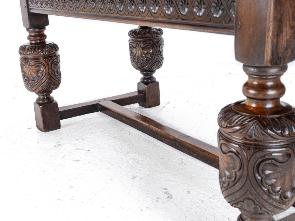 Elizabethan C.16th Revival Carved Oak Refectory Dining Table (c.19th Victorian 6ft) View XXII