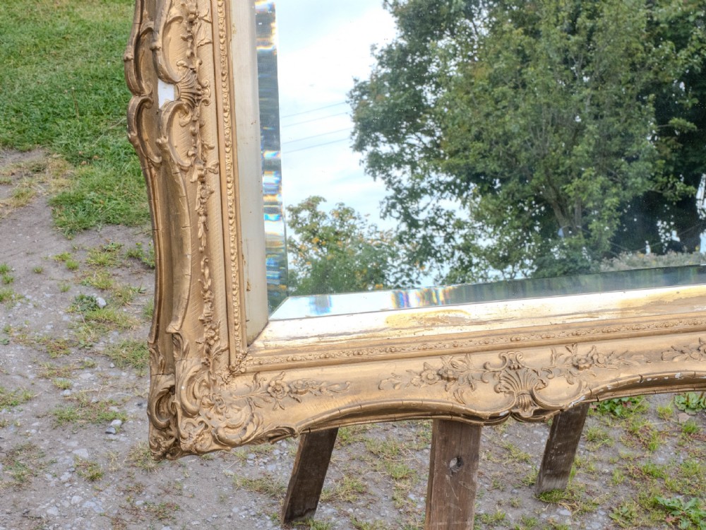 Early c.19th Baroque Gilt Flared Frame with later Mirror (Georgian) View IV