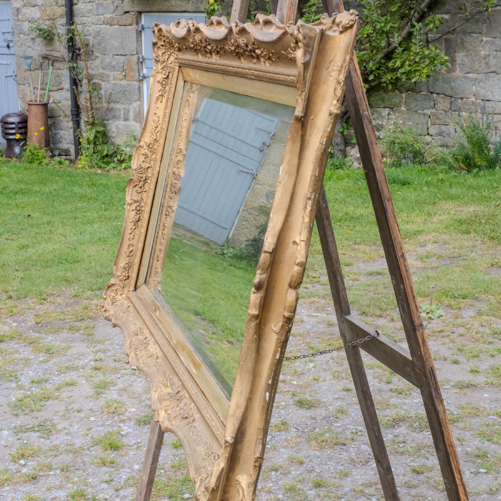 Early c.19th Baroque Gilt Flared Frame with later Mirror (Georgian) View XII