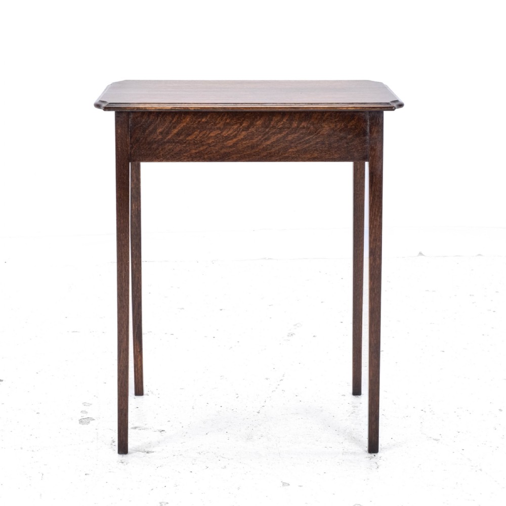 Arts & Crafts Style Edwardian Oak Small Occasional / Wine Table C1910 (Side) View VI