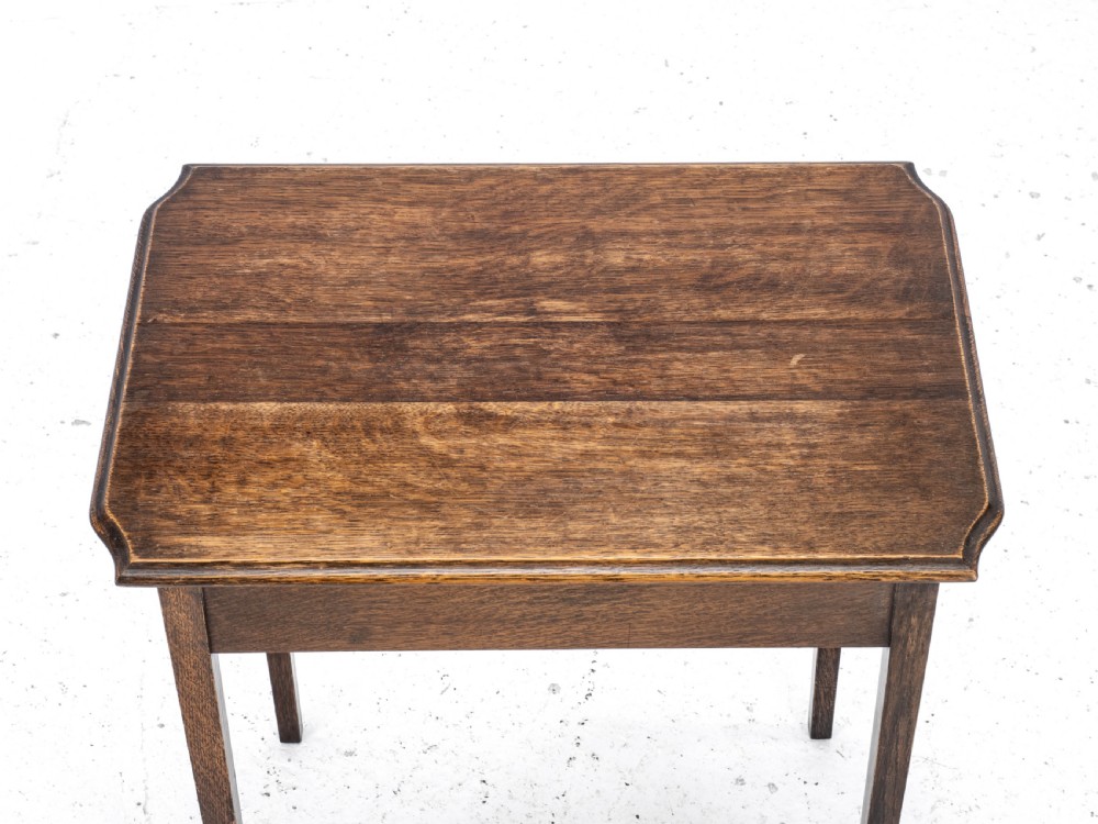 Arts & Crafts Style Edwardian Oak Small Occasional / Wine Table C1910 (Side) View VIII