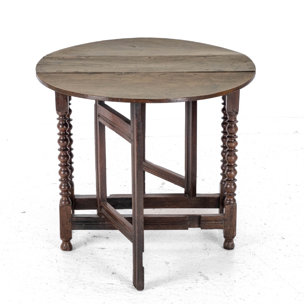 C17th & Later Oak Small Gateleg Dropleaf Table (Dining Occasional Breakfast) View VIII