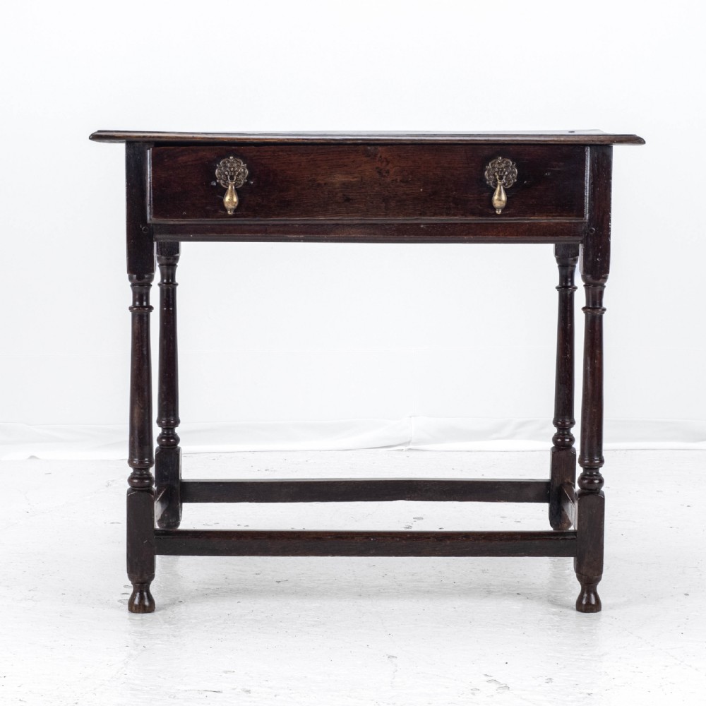 Early C18th George I Oak Country Side Table With Drawer (Georgian)