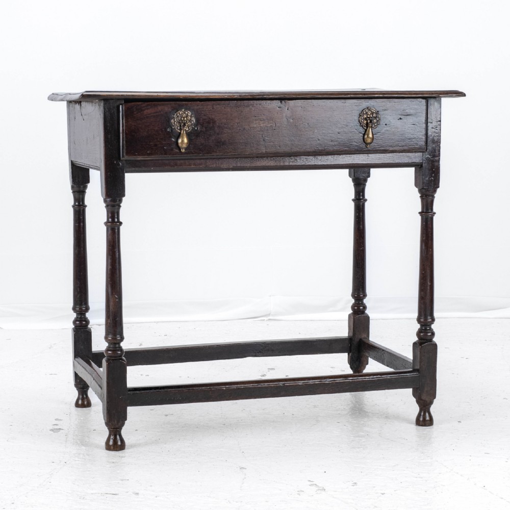 Early C18th George I Oak Country Side Table With Drawer (Georgian) View IX