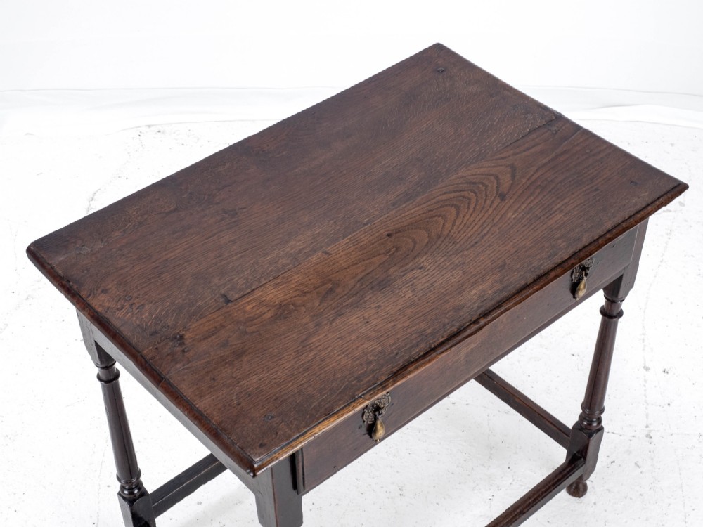 Early C18th George I Oak Country Side Table With Drawer (Georgian) View XII