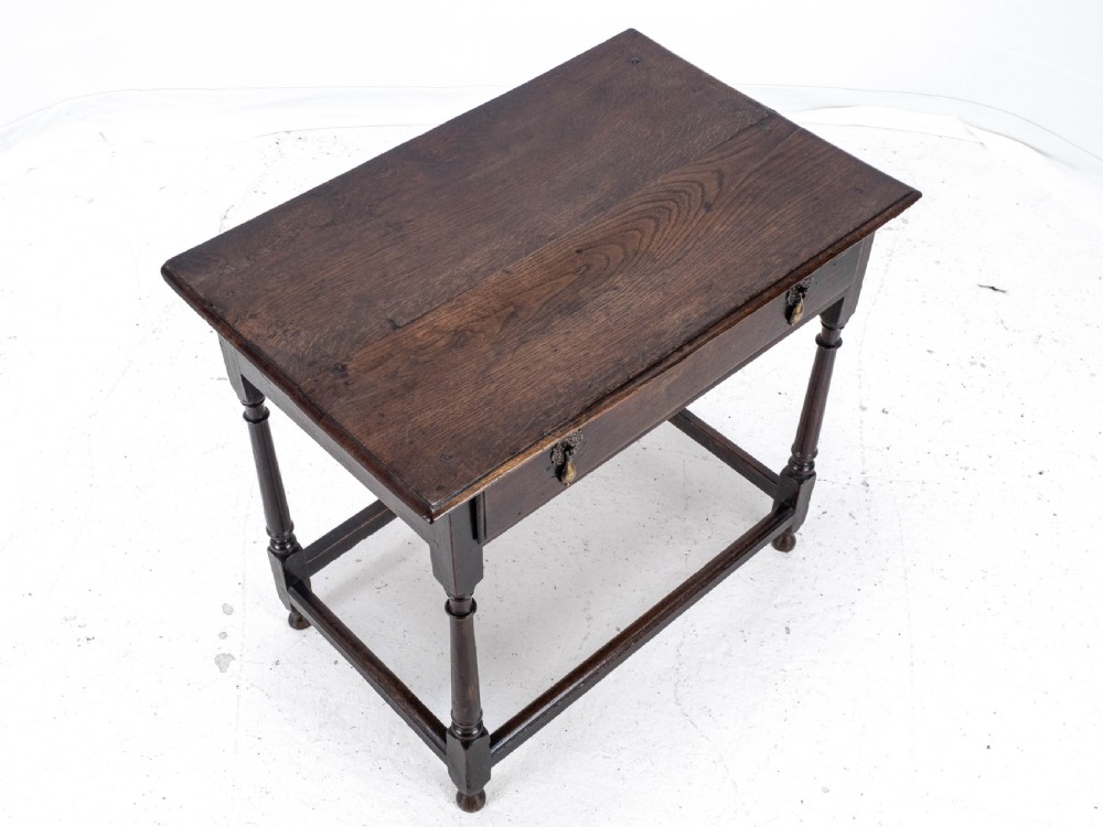 Early C18th George I Oak Country Side Table With Drawer (Georgian) View XIII
