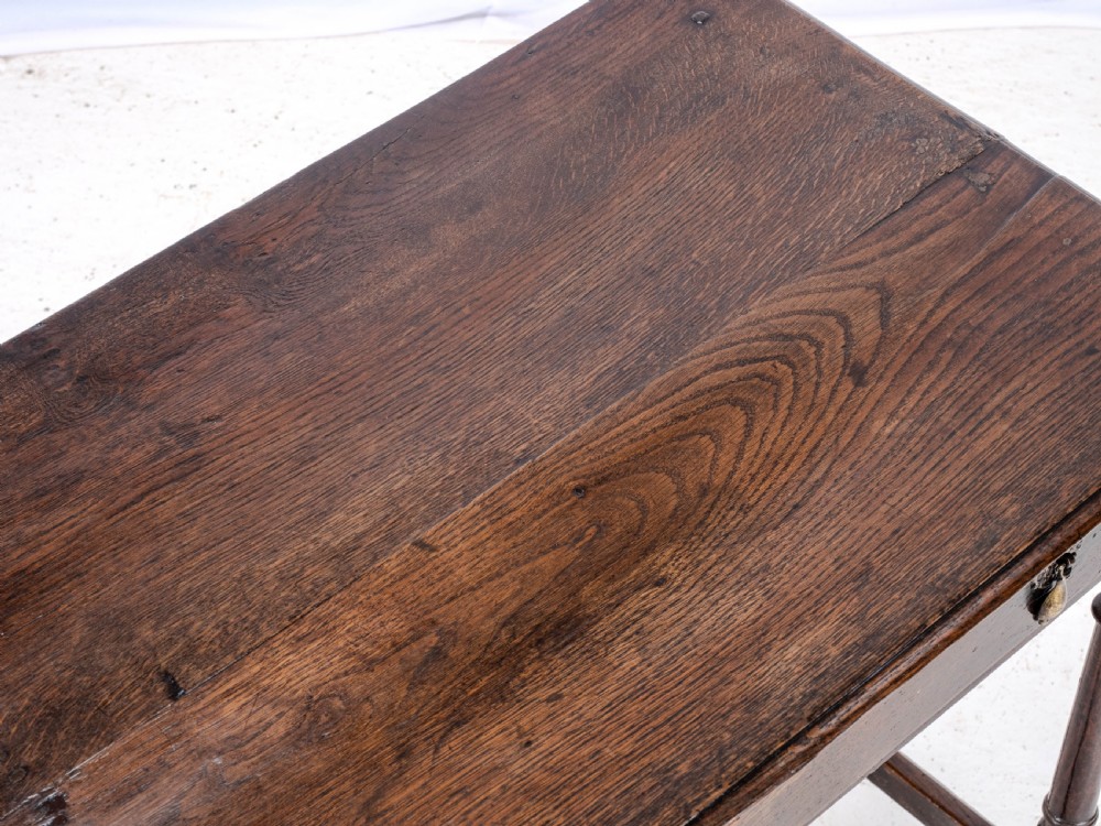 Early C18th George I Oak Country Side Table With Drawer (Georgian) View XIV