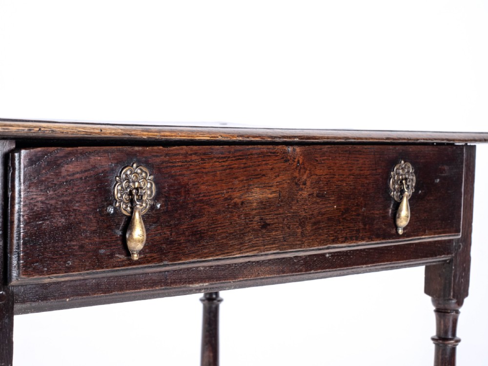 Early C18th George I Oak Country Side Table With Drawer (Georgian) View XV