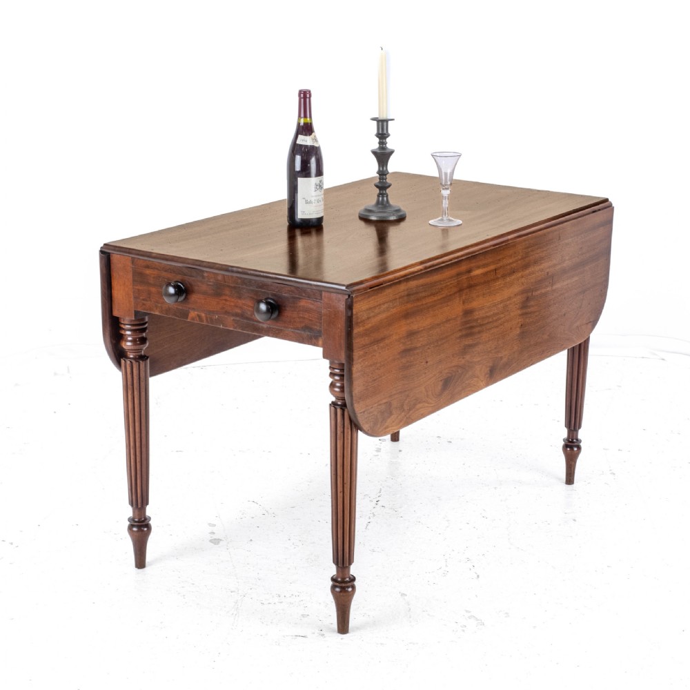 George IV Mahogany Pembroke Drop Leaf Breakfast Dining Table with Drawer C1820 (Georgian Regency) View V