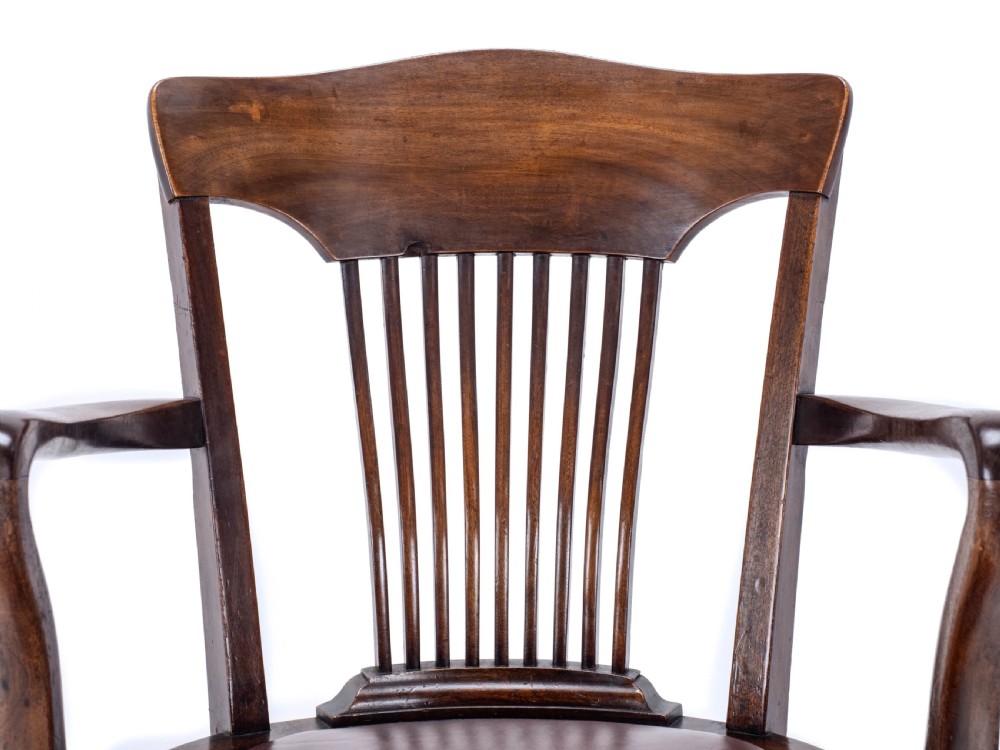 C1920s Mahogany Leather Upholstered Swivel Adjustable Desk Armchair View XXV