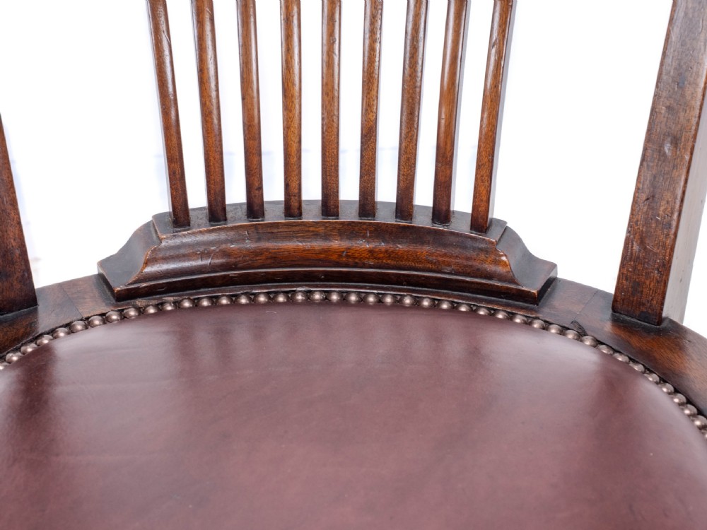 C1920s Mahogany Leather Upholstered Swivel Adjustable Desk Armchair View XXVI