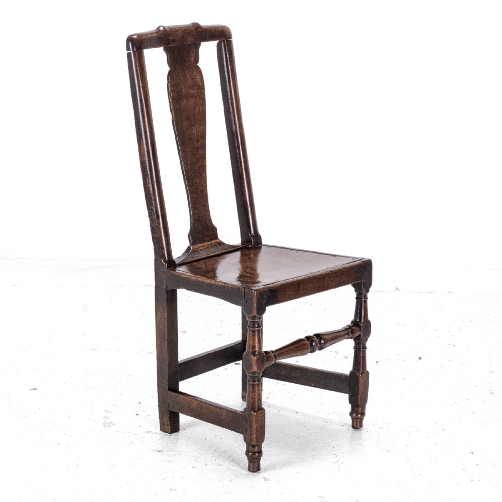 Late C17th Queen Anne Oak High Back Chair/Back Stool (Country Hall Side Dining) View IV
