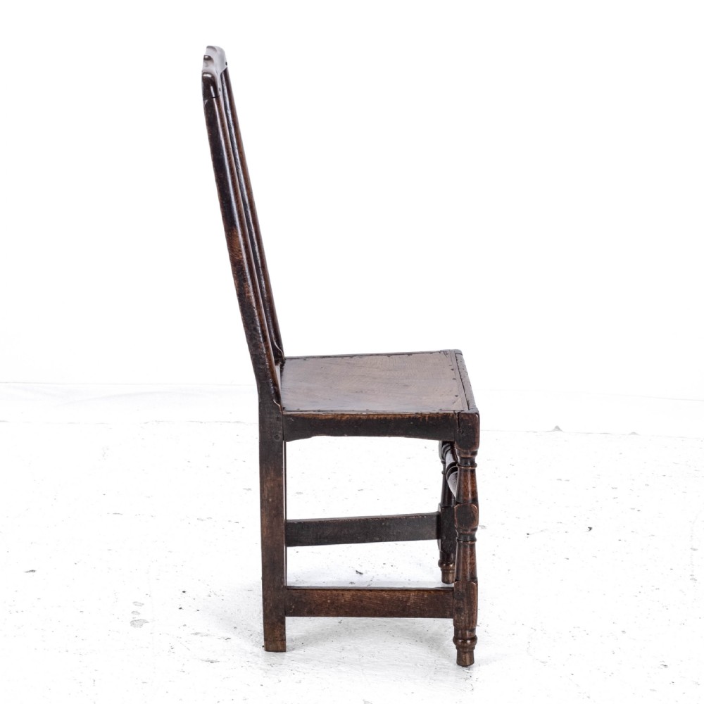 Late C17th Queen Anne Oak High Back Chair/Back Stool (Country Hall Side Dining) View V