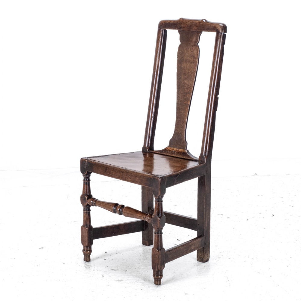 Late C17th Queen Anne Oak High Back Chair/Back Stool (Country Hall Side Dining) View IX