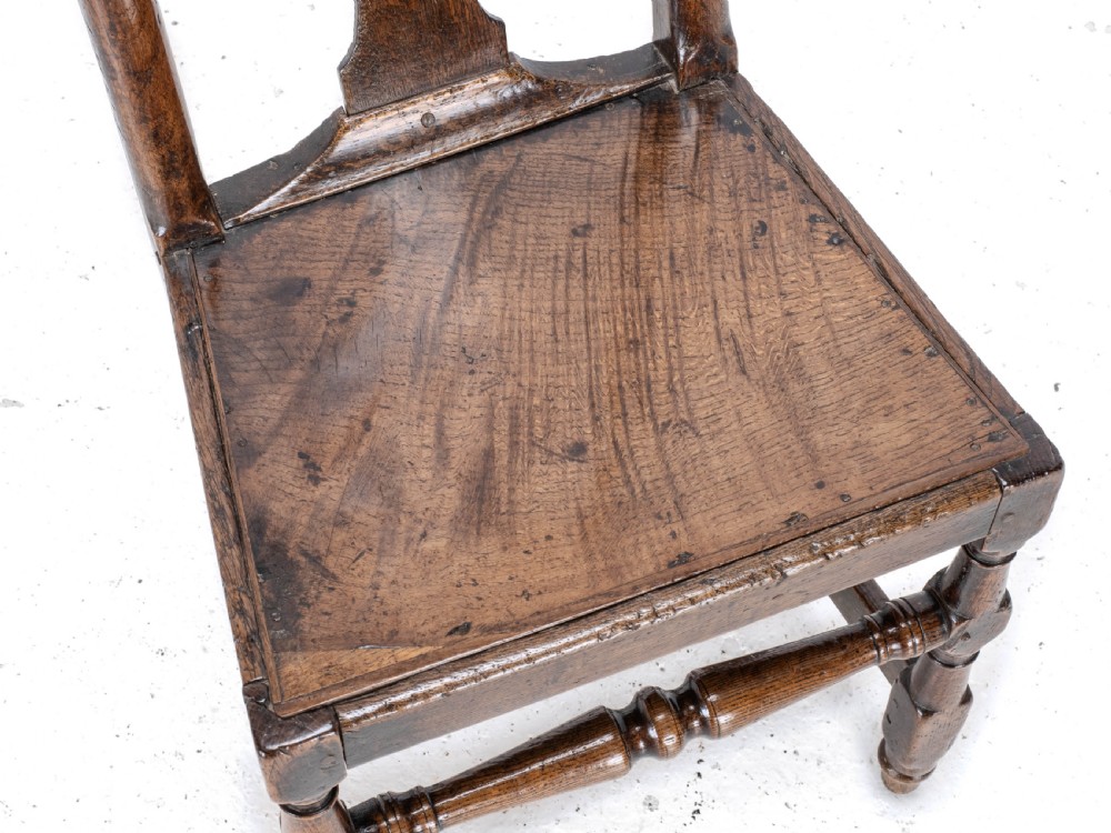 Late C17th Queen Anne Oak High Back Chair/Back Stool (Country Hall Side Dining) View XI