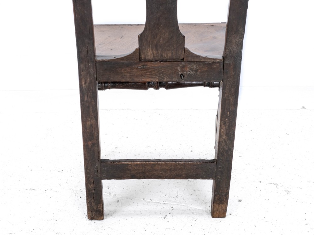 Late C17th Queen Anne Oak High Back Chair/Back Stool (Country Hall Side Dining) View XIII
