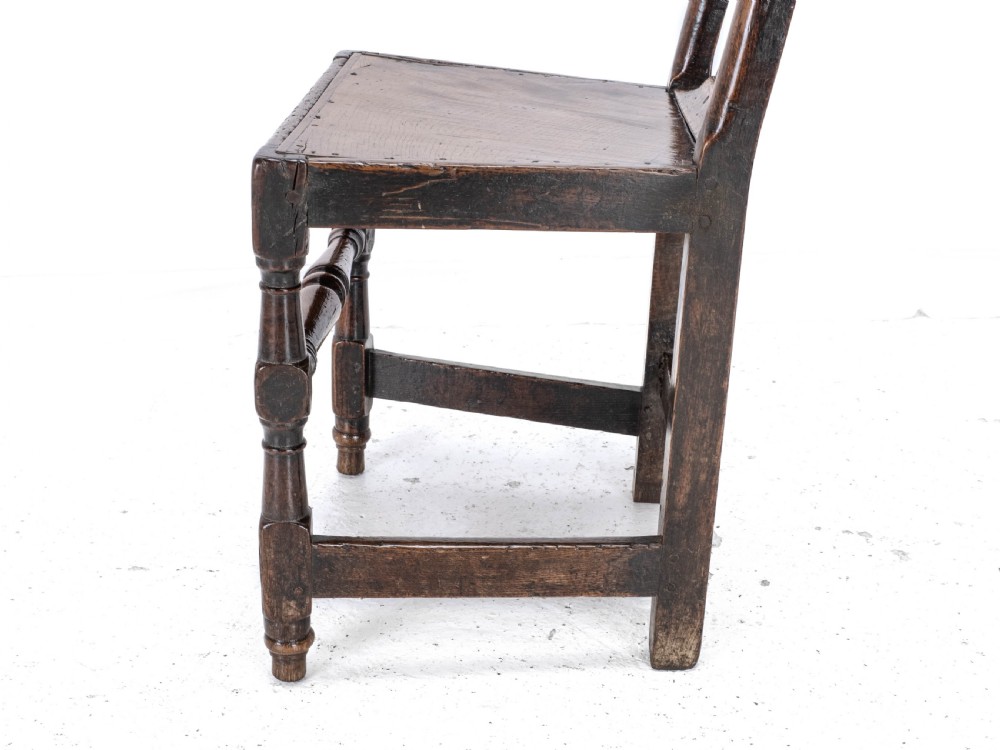 Late C17th Queen Anne Oak High Back Chair/Back Stool (Country Hall Side Dining) View XIV