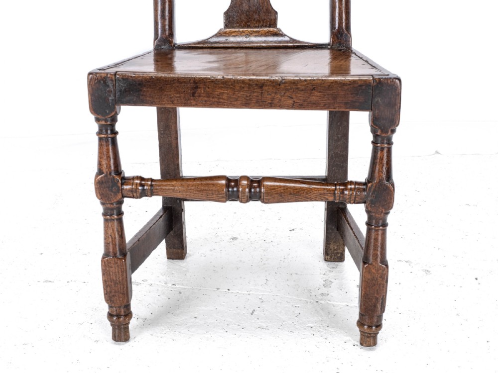 Late C17th Queen Anne Oak High Back Chair/Back Stool (Country Hall Side Dining) View XV