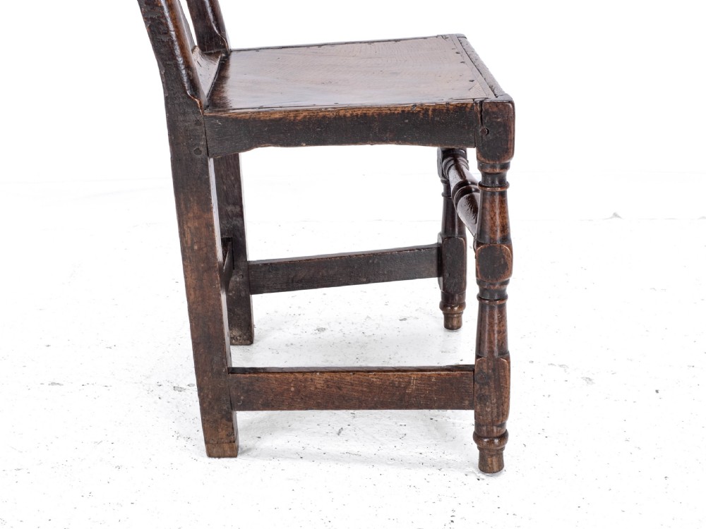 Late C17th Queen Anne Oak High Back Chair/Back Stool (Country Hall Side Dining) View XVI