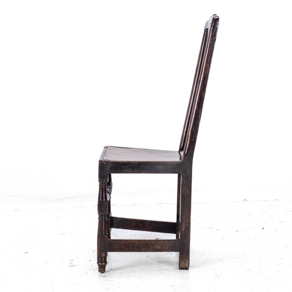 Late C17th Queen Anne Oak High Back Chair/Back Stool (Country Hall Side Dining) View XX
