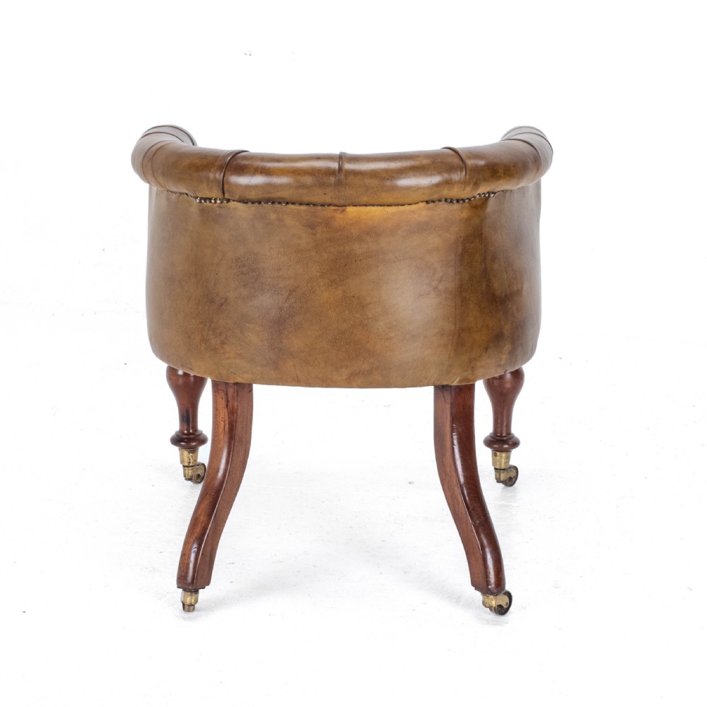 Captains Leather & Mahogany Desk / Tub Chair Armchair C1890 (Victorian) View VI