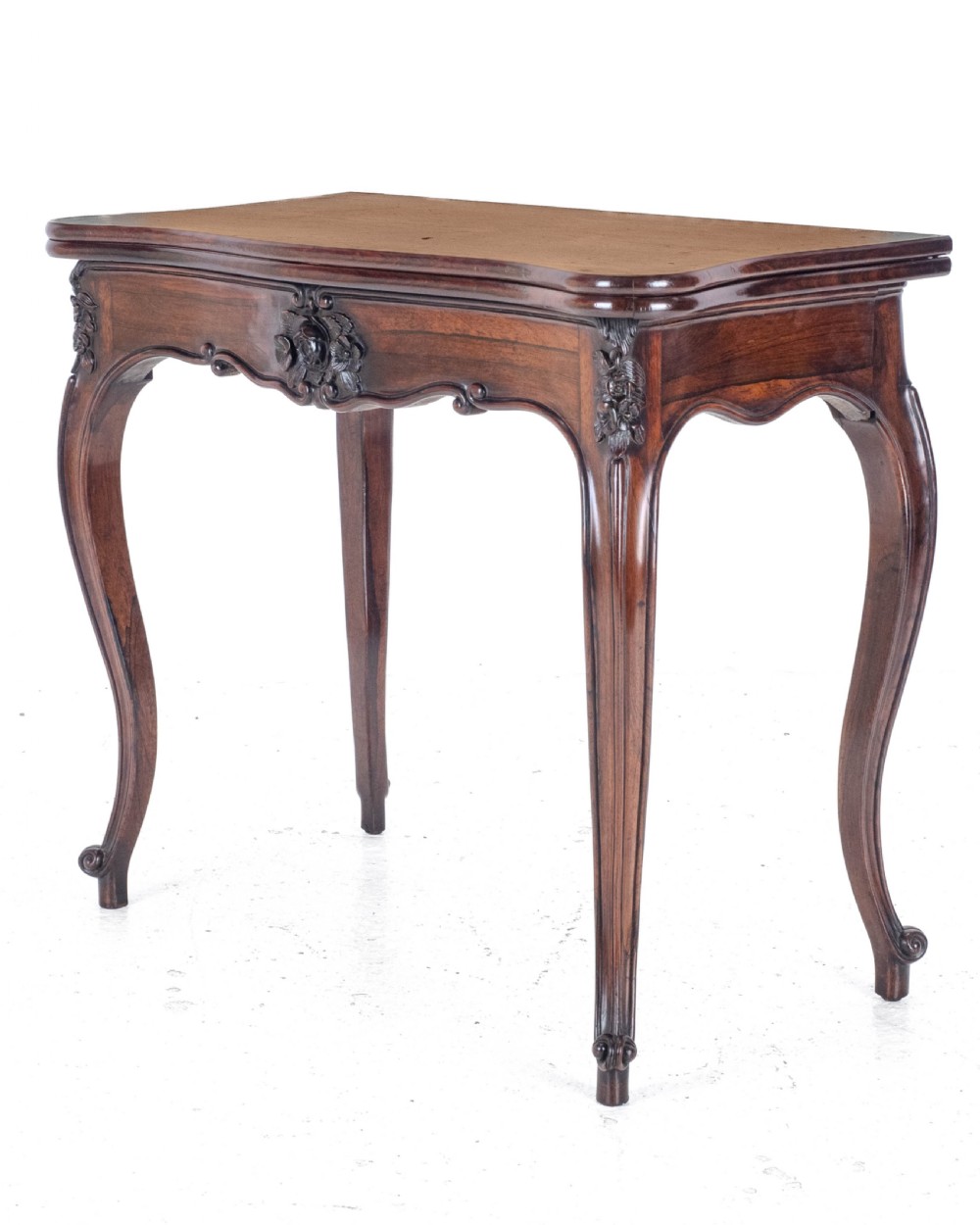 French Rococo Rosewood Console Fold Over Card / Games Table C1860 (Victorian)