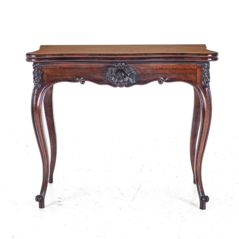 French Rococo Rosewood Console Fold Over Card / Games Table C1860 (Victorian) View II