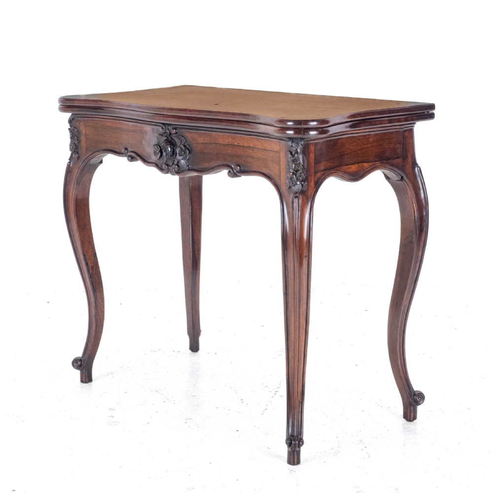 French Rococo Rosewood Console Fold Over Card / Games Table C1860 (Victorian) View III