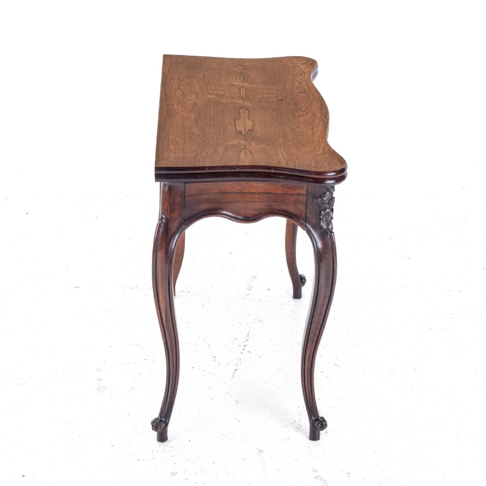 French Rococo Rosewood Console Fold Over Card / Games Table C1860 (Victorian) View X