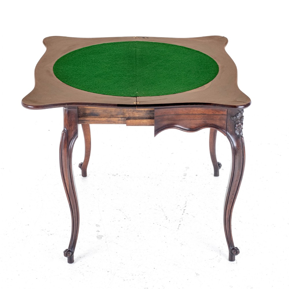 French Rococo Rosewood Console Fold Over Card / Games Table C1860 (Victorian) View XI