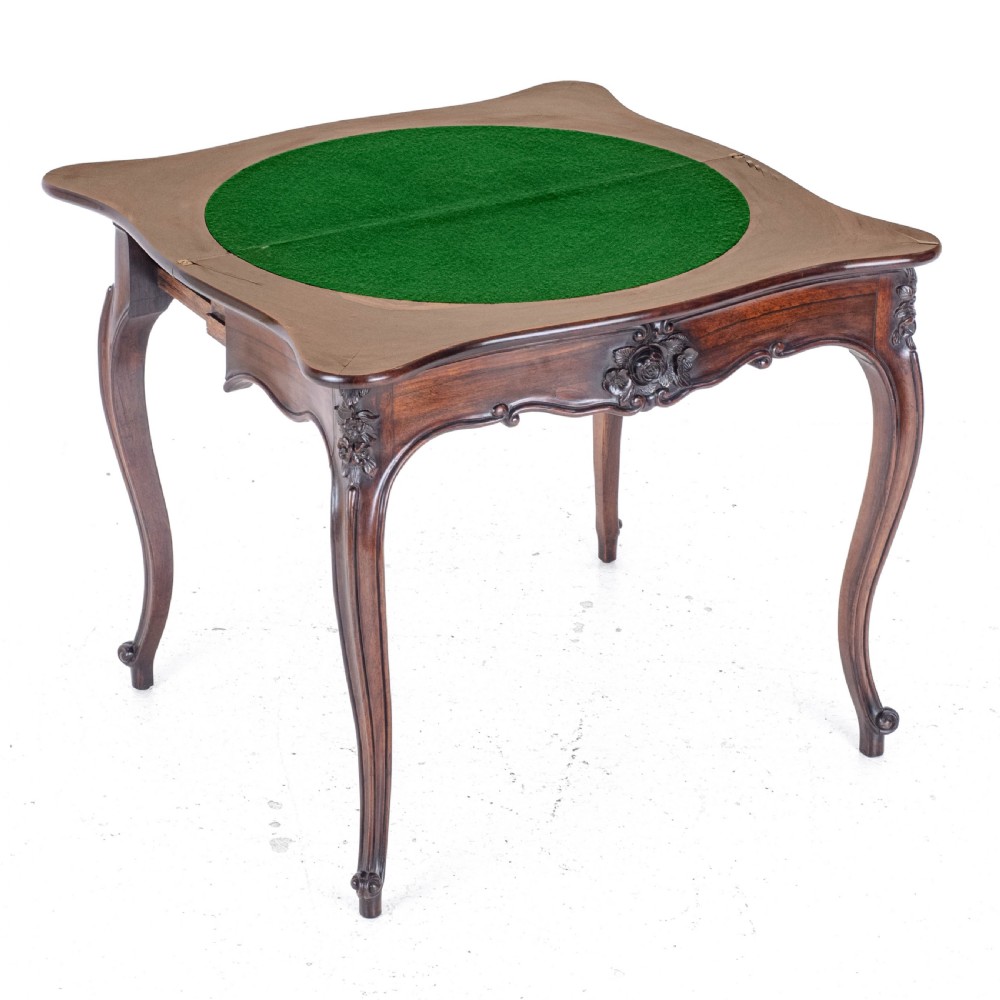 French Rococo Rosewood Console Fold Over Card / Games Table C1860 (Victorian) View XII