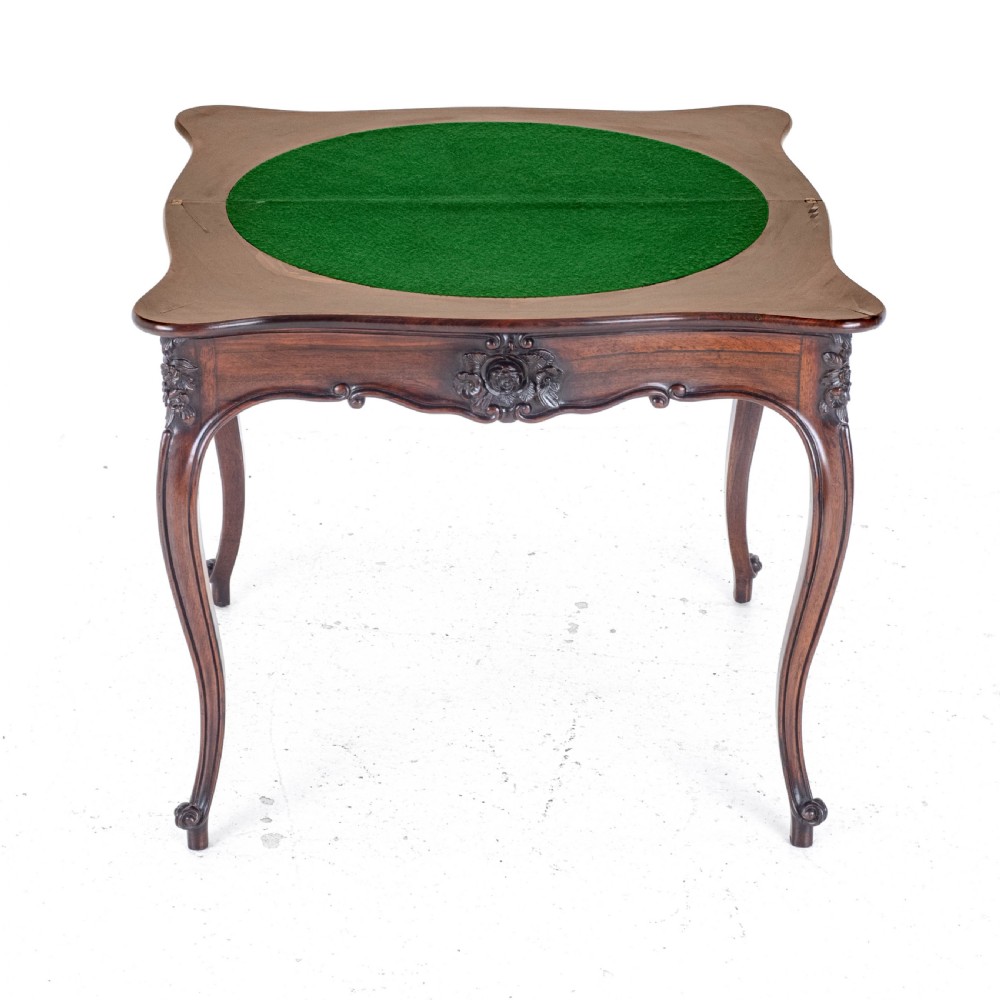 French Rococo Rosewood Console Fold Over Card / Games Table C1860 (Victorian) View XIII