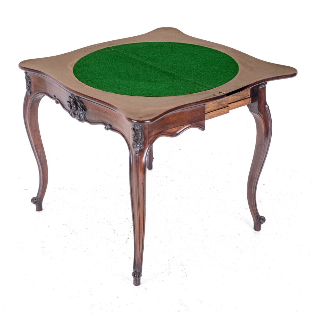French Rococo Rosewood Console Fold Over Card / Games Table C1860 (Victorian) View XIV
