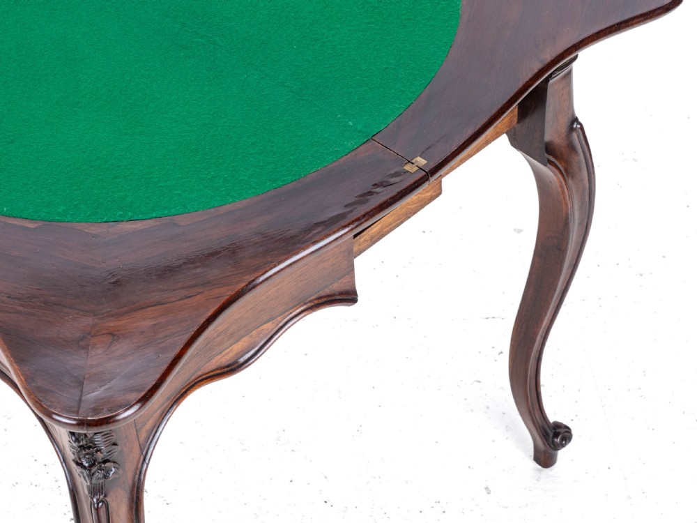 French Rococo Rosewood Console Fold Over Card / Games Table C1860 (Victorian) View XV