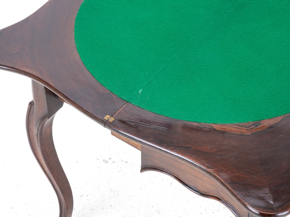 French Rococo Rosewood Console Fold Over Card / Games Table C1860 (Victorian) View XVI