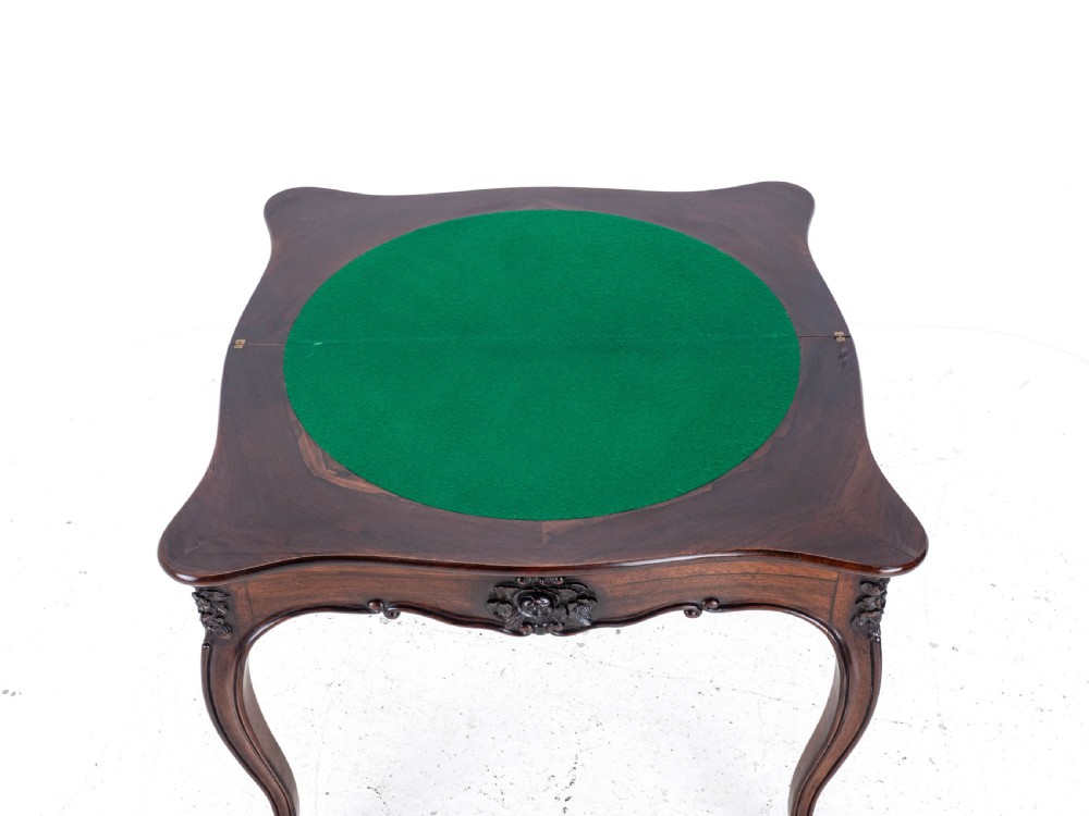 French Rococo Rosewood Console Fold Over Card / Games Table C1860 (Victorian) View XVII