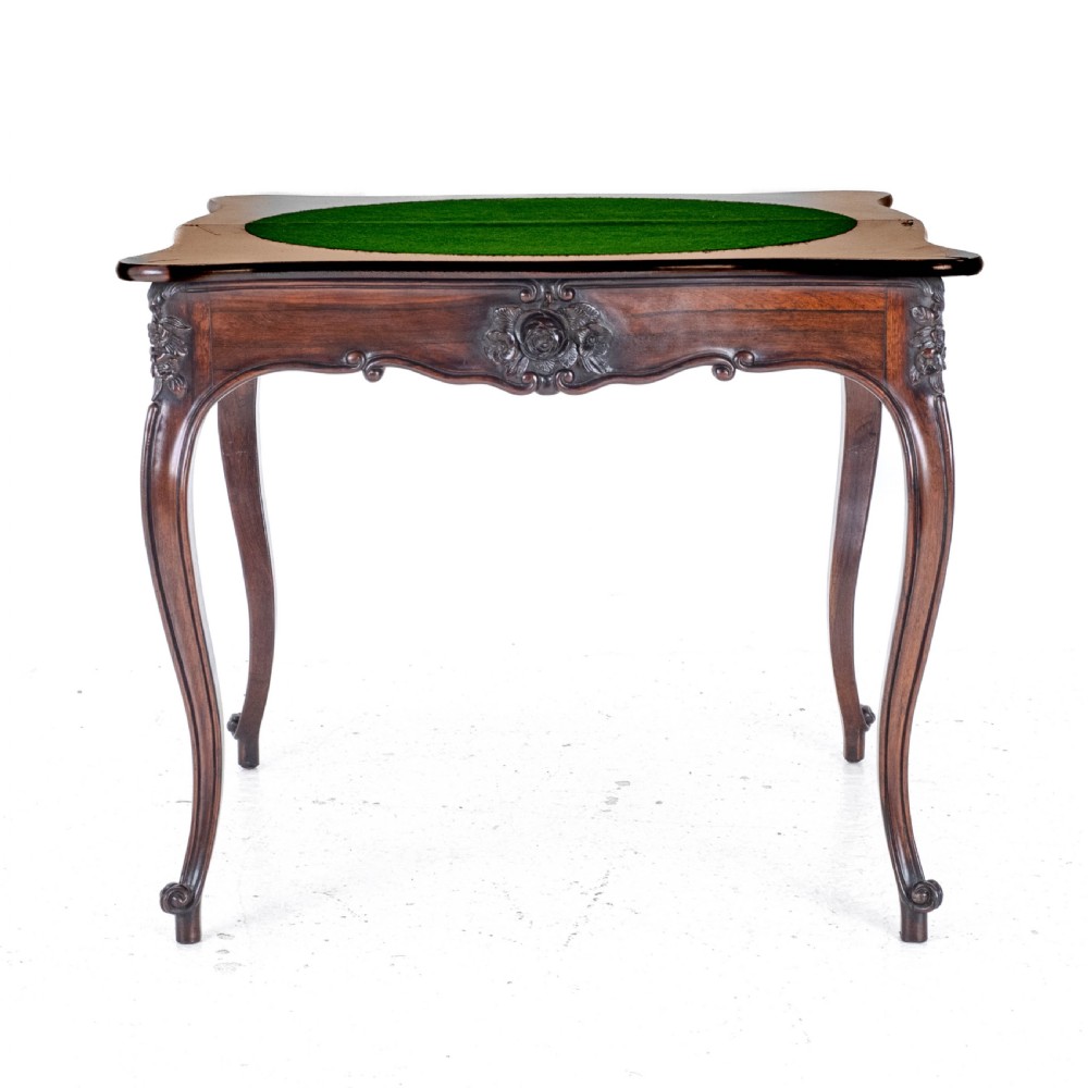 French Rococo Rosewood Console Fold Over Card / Games Table C1860 (Victorian) View XVIII