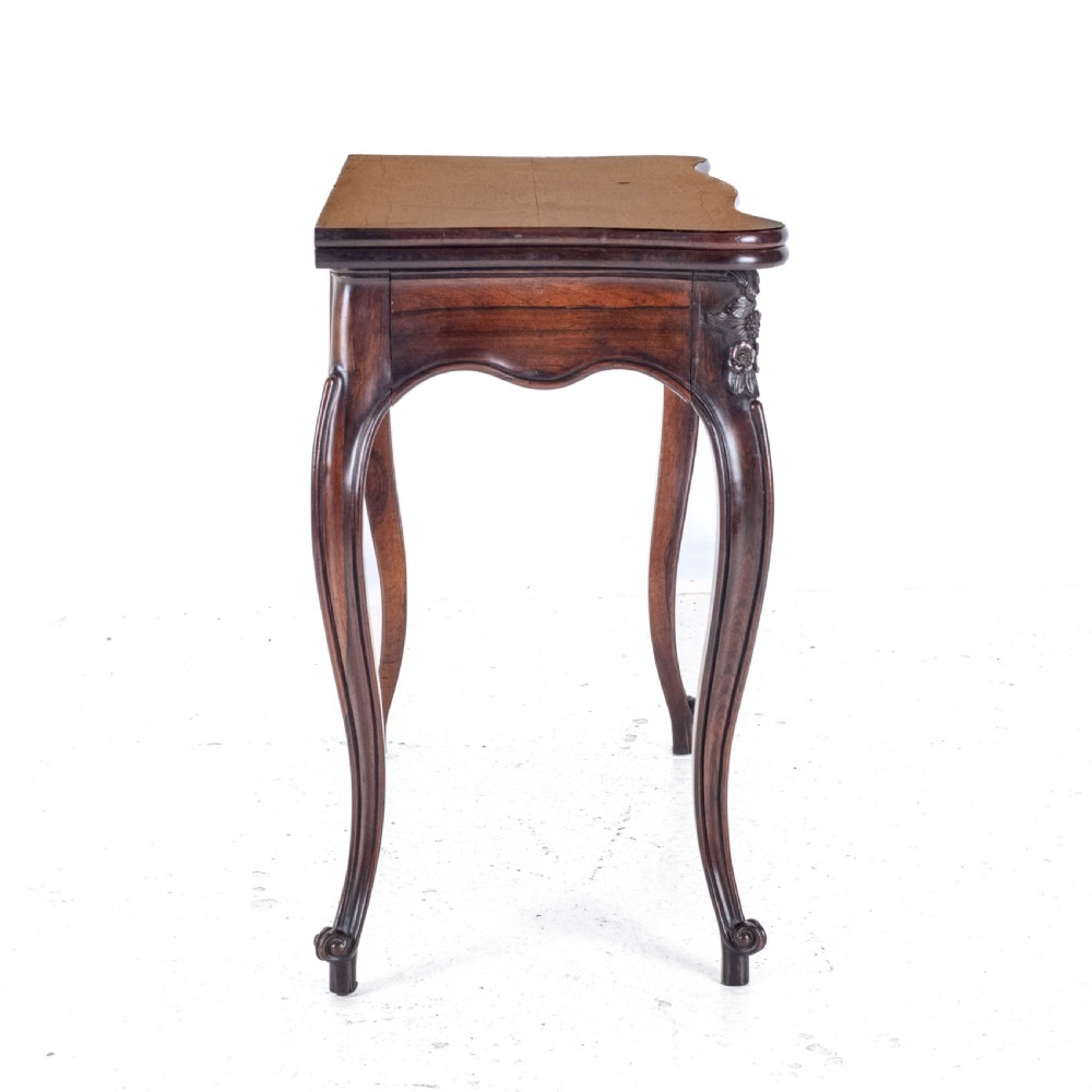 French Rococo Rosewood Console Fold Over Card / Games Table C1860 (Victorian) View XX