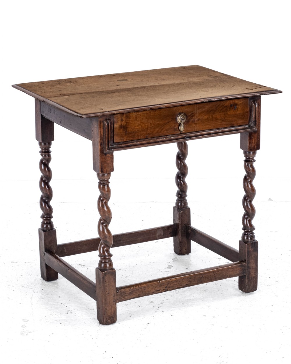 Late c.17th Walnut Barley Twist Side Table with Drawer (Carolean Country Small Occasional Lamp)