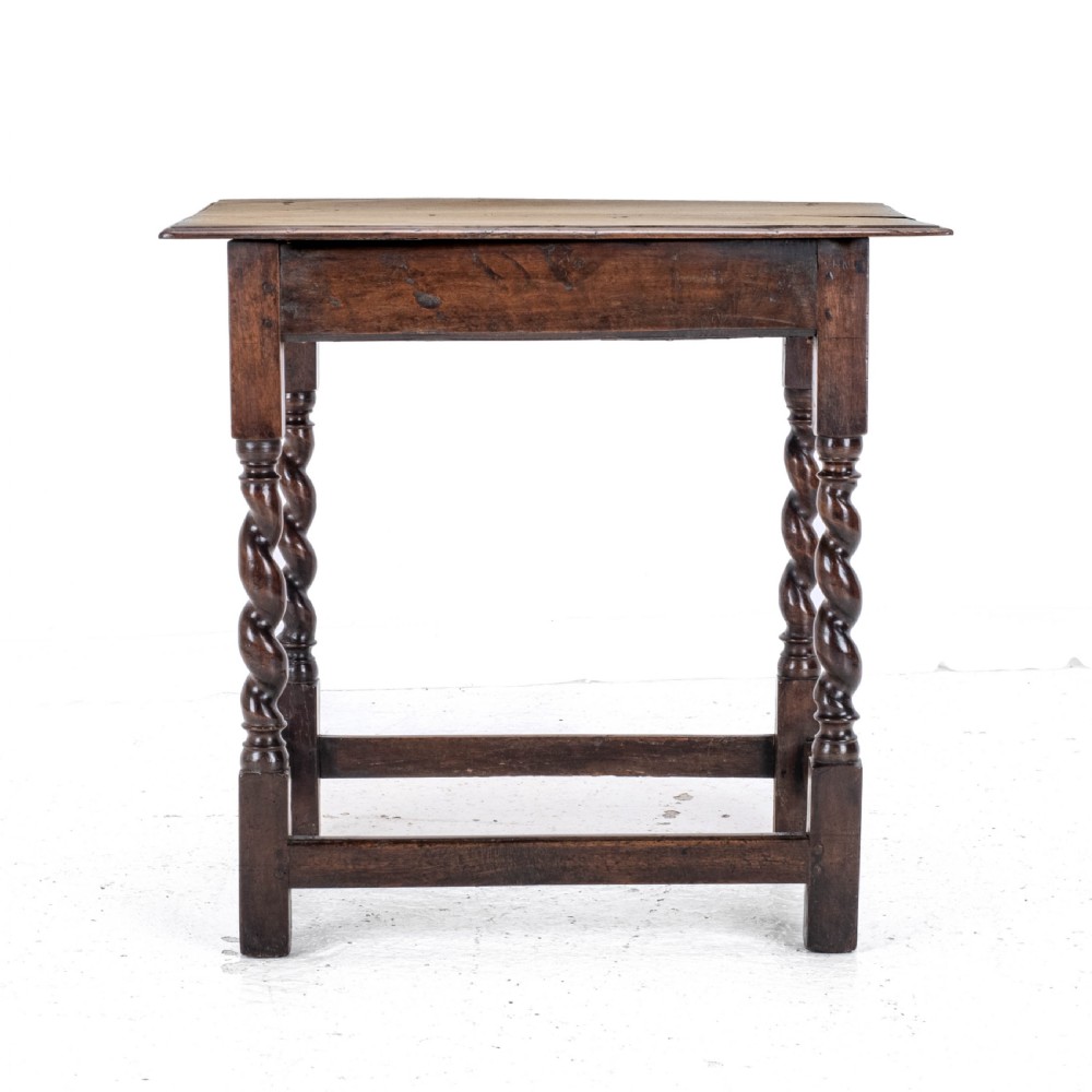 Late c.17th Walnut Barley Twist Side Table with Drawer (Carolean Country Small Occasional Lamp) View XVII