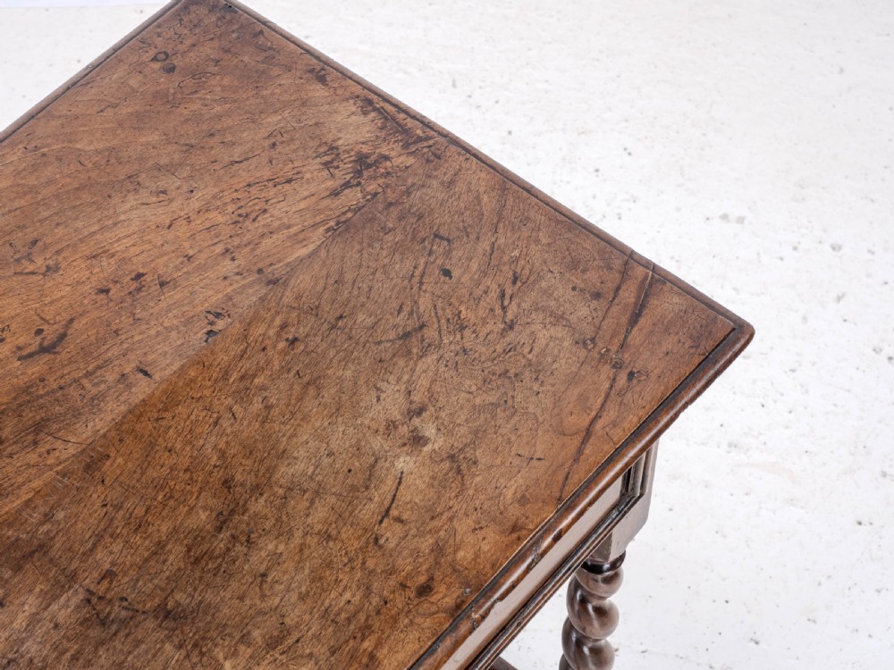 Late c.17th Walnut Barley Twist Side Table with Drawer (Carolean Country Small Occasional Lamp) View XXII