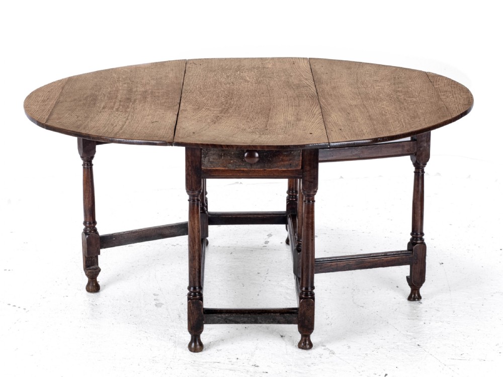 Early c.18th Oval Oak Gateleg Drop Leaf Country Dining Table (Georgian, Queen Anne, George I) View IV